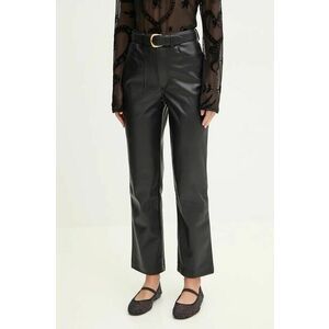 Never Fully Dressed pantaloni Vegan Leather Trousers femei, culoarea negru, drept, high waist, NFDTR325 imagine