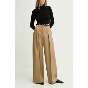 A.L.C. pantaloni de bumbac culoarea maro, lat, high waist, 2PANT01094 imagine