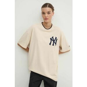 New Era tricou din bumbac NEW YORK YANKEES culoarea bej, cu imprimeu, 60564866 imagine