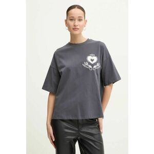 Never Fully Dressed tricou din bumbac Charcoal Midnight Romance Tee femei, culoarea gri, NFDTO1374 imagine