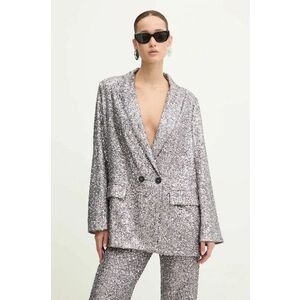 Never Fully Dressed sacou Gunmetal Sequin 54 Blazer culoarea gri, cu doua randuri de nasturi, NFDOU362 imagine