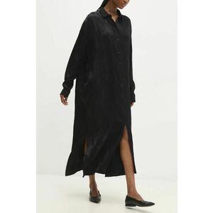 Answear Lab rochie din matase culoarea negru, midi, oversize imagine