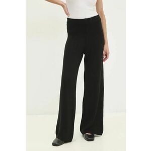 Answear Lab pantaloni din lână culoarea negru, drept, high waist imagine