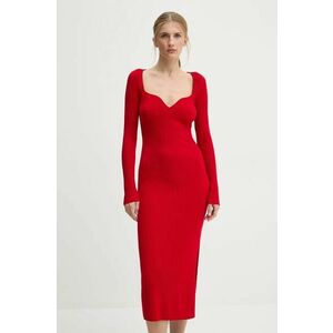 FROM FUTURE rochie din lana culoarea rosu, midi, mulata, WRO01469 imagine