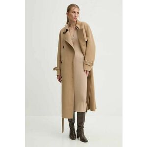 Theory palton de lana culoarea bej, de tranzitie, oversize, O0901418 imagine