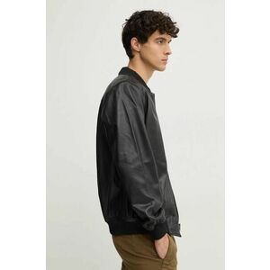 Pepe Jeans geaca bomber de piele TORNO barbati, culoarea negru, de tranzitie, PM402986 imagine