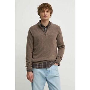 Hackett London pulover de lana barbati, culoarea maro, light, cu guler, HM703239 imagine