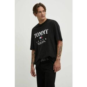 Tommy Jeans tricou din bumbac barbati, culoarea negru, cu imprimeu, DM0DM20080 imagine