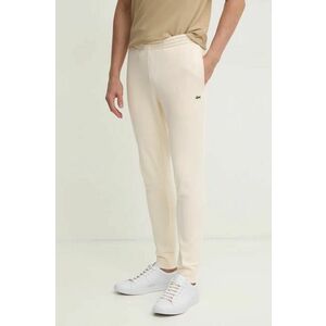 Lacoste pantaloni de trening culoarea bej, neted imagine