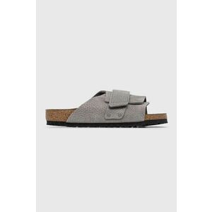 Birkenstock papuci din piele KYOTO barbati, culoarea gri, 1024502 imagine