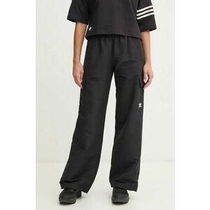 adidas Originals pantaloni Essentials Woven Cargo femei, culoarea negru, lat, high waist, IX9974 imagine