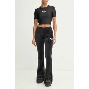 adidas Originals pantaloni de trening din velur Bling Flares culoarea negru, neted, IY5468 imagine