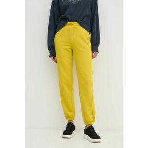 United Colors of Benetton pantaloni de trening culoarea galben, neted, 31NB3F03Y imagine