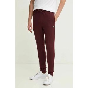 Lacoste pantaloni de trening culoarea bordo, neted imagine