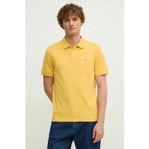 Gant polo de bumbac culoarea galben, neted imagine