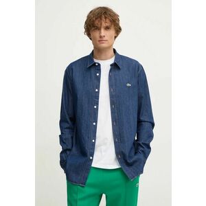 Lacoste camasa jeans barbati, culoarea albastru marin, cu guler clasic, regular imagine