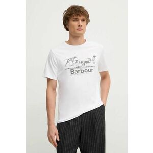 Barbour tricou din bumbac barbati, culoarea alb, cu imprimeu, MTS1346 imagine