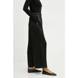 Max Mara Leisure pantaloni femei, culoarea negru, lat, high waist, 2426136018600 imagine