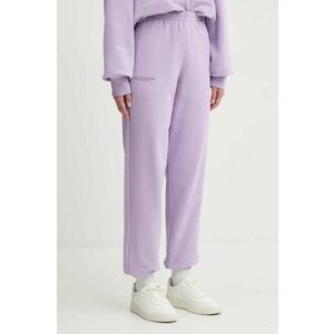 Pangaia pantaloni de trening din bumbac culoarea violet, neted imagine