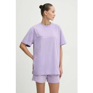 Pangaia tricou din bumbac culoarea violet, cu imprimeu imagine