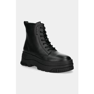 Tommy Jeans cizme de piele TJW LACE UP FLATFORM BOOT femei, culoarea negru, cu platforma, EN0EN02665 imagine