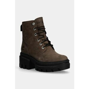 Timberland bocanci din nubuc Everleigh culoarea maro, cu toc drept, TB0A2EGSEM51 imagine