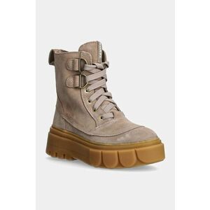 Sorel bocanci din piele intoarsa CARIBOU X BOOT LACE WP femei, culoarea bej, cu platforma, 2048431265 imagine