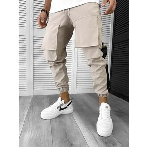 Pantaloni de trening cargo bej conici Y359 32-4 imagine