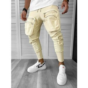 Pantaloni de trening cargo bej conici Y248 33-2 imagine