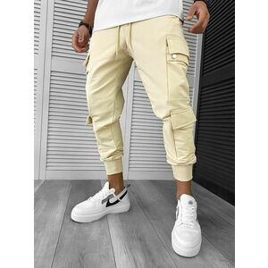 Pantaloni de trening cargo crem conici Y302 20-3 imagine