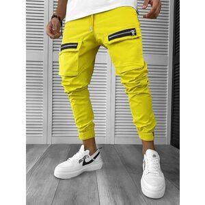 Pantaloni de trening cargo mustar conici 12509 imagine