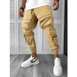 Pantaloni de trening cargo maro conici K006 14-4 imagine