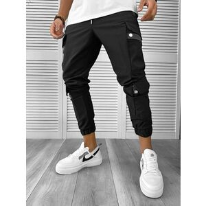 Pantaloni de trening cargo negri conici 12507 imagine