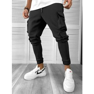 Pantaloni de trening cargo negri conici K402 34-2 imagine