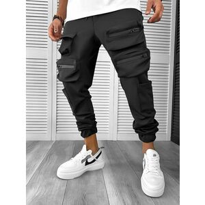 Pantaloni de trening cargo negri conici K100 20-2 imagine