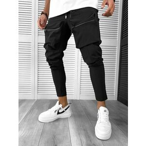 Pantaloni de trening cargo negri conici 12510 imagine