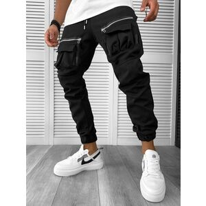 Pantaloni de trening cargo negri conici Y256 33-1 imagine