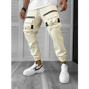 Pantaloni de trening cargo bej conici Y256 33-3 imagine