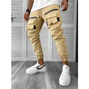 Pantaloni de trening cargo crem conici Y256 P20-2.2 imagine