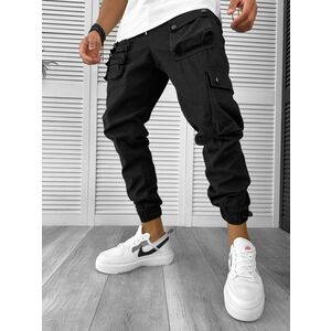 Pantaloni de trening cargo negri conici Y310 16-5 imagine