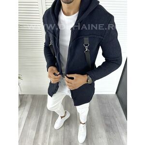 Cardigan barbati bleumarin cu gluga slim fit ZR T3615 90-3 imagine