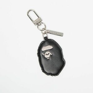 A BATHING APE Ape Head Pu Leather Keychain M Black imagine