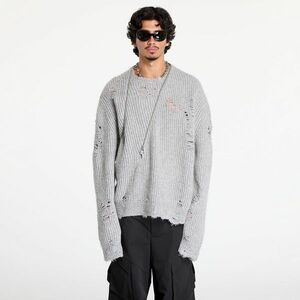 Pulover HELIOT EMIL Convex Distressed Knit UNISEX Light Grey imagine