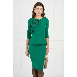 Rochie MBG verde cu peplum si floare maxi pe bust imagine