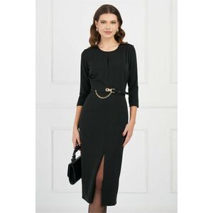 Rochie Mara neagra cu crepeu si curea in talie imagine