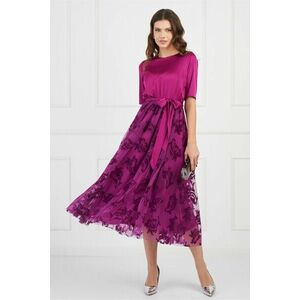 Rochie DY Fashion magenta cu fusta din tull cu insertii catifelate imagine