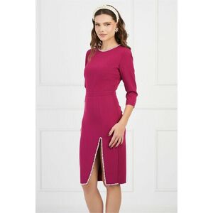 Rochie DY Fashion magenta cu perle si crepeu pe fusta imagine