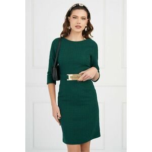 Rochie DY Fashion verde din tweed cu catarama si strasuri in talie imagine