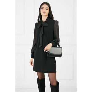 Rochie Amira neagra cu maneci din voal cu insertii din fir lurex imagine