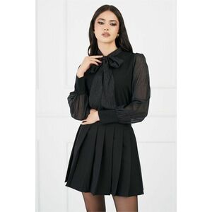 Bluza Antonia neagra cu maneci din voal cu insertii din fir lurex imagine